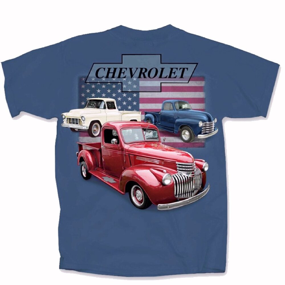 Vintage Chevy Chevrolet Trucks U.S. Flag Short Sleeve T-Shirt - NEW Fast Ship